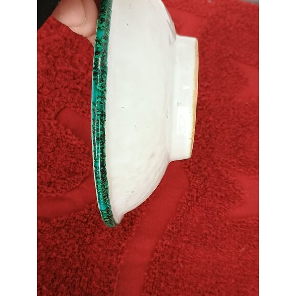 Italian Pottery Christmas Serving 2 x 6 Bowl Red Flowers Poinsettias - Picture 5 of 6